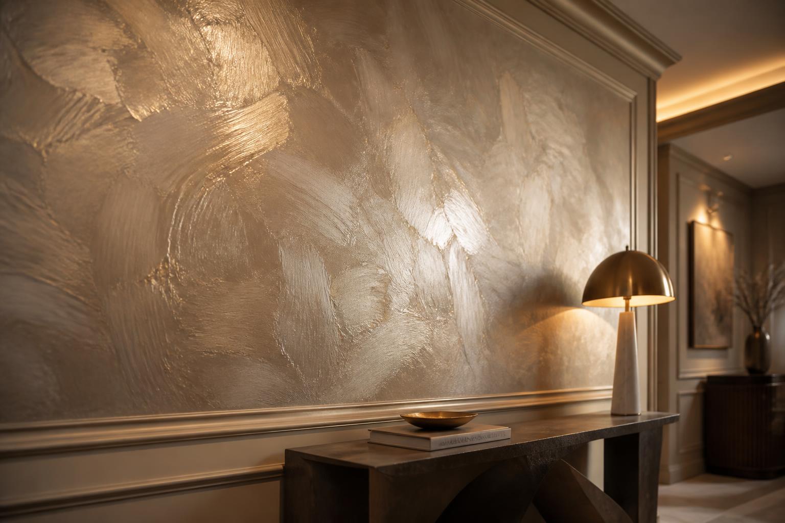 Softly glazed wall highlighting moldings