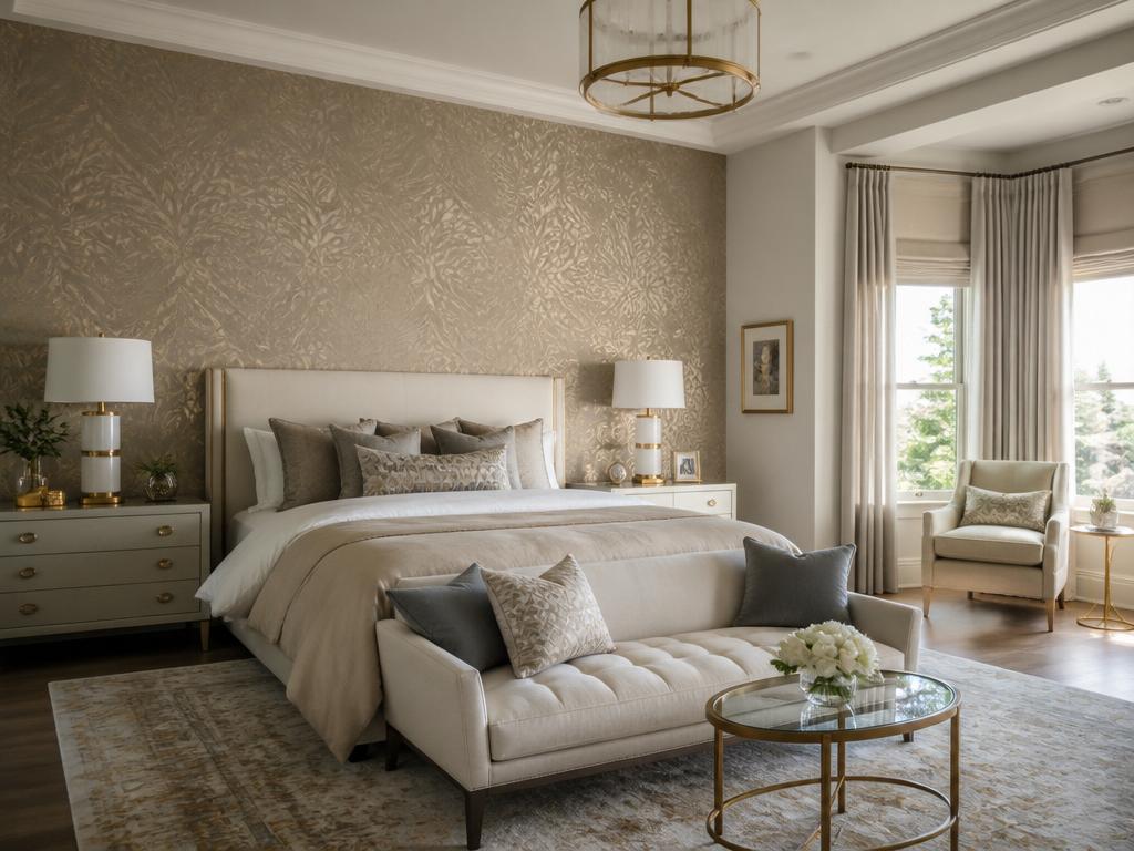 Luxury residence with premium wallpaper accent wall