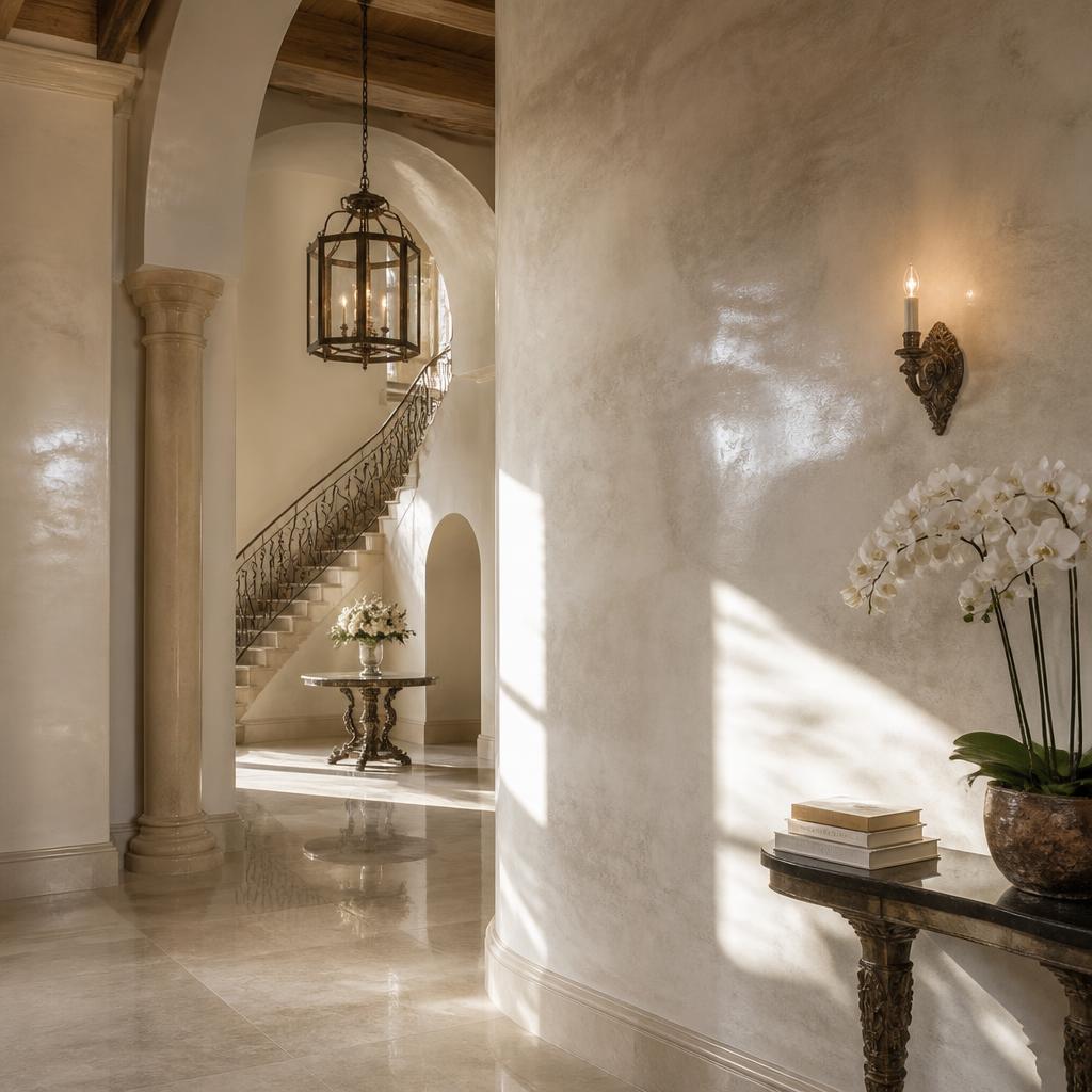 Hand-polished Venetian plaster feature wall