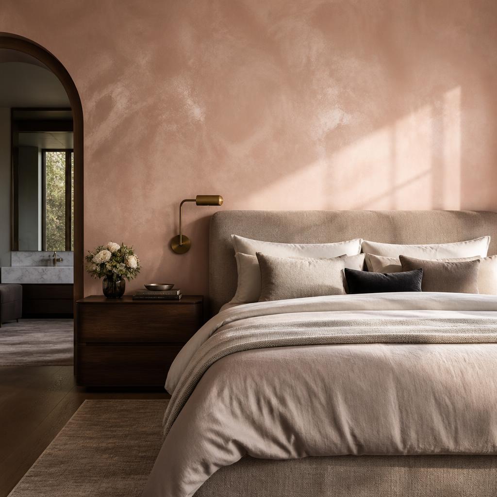 Subtle metallic plaster in a private study