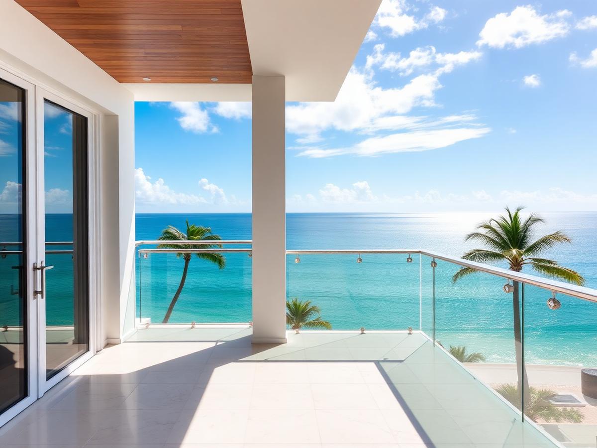 Luxury balcony overlooking the ocean