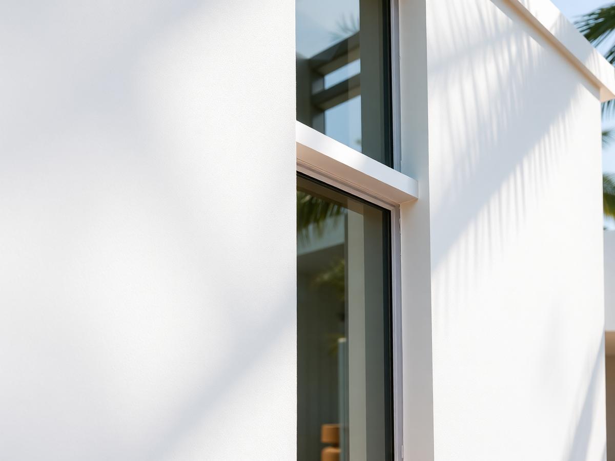 Modern luxury home facade with white stucco