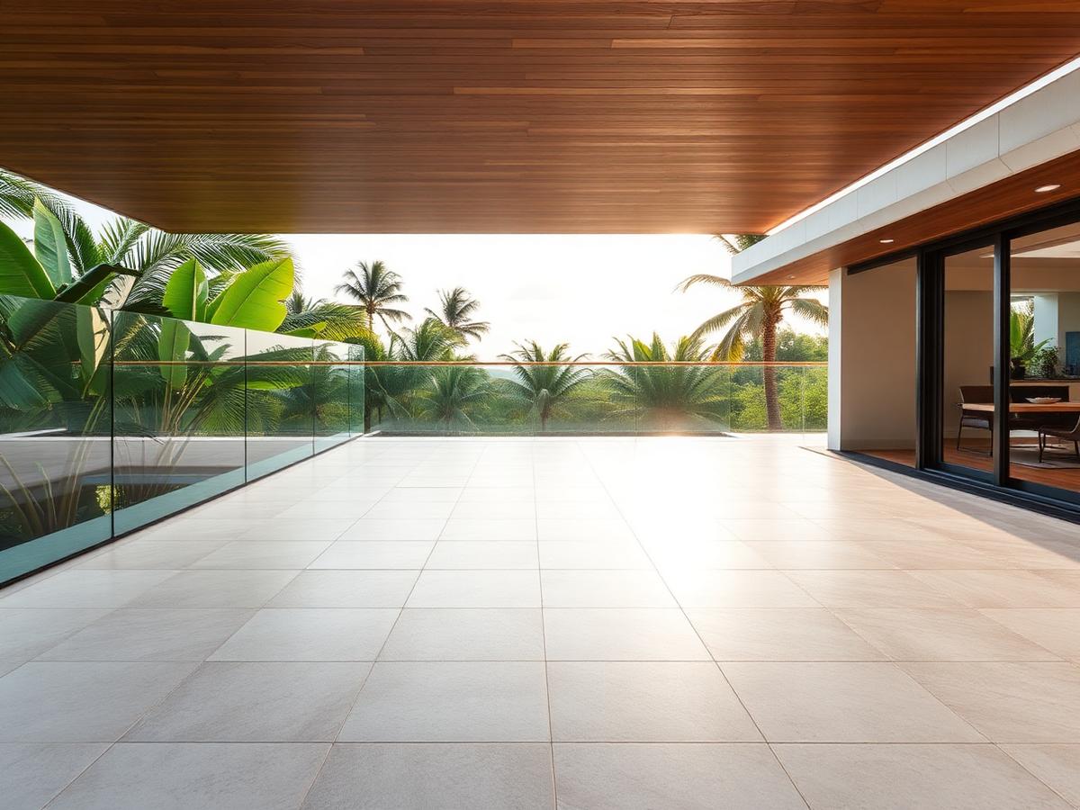 Sealed terrace with continuous tile deck